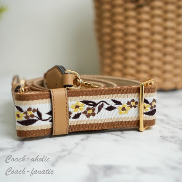 NWT  Tory Burch Emerson Woven Mini Bucket Bag in Ginger Shortbread 160648 - Picture 12 of 12